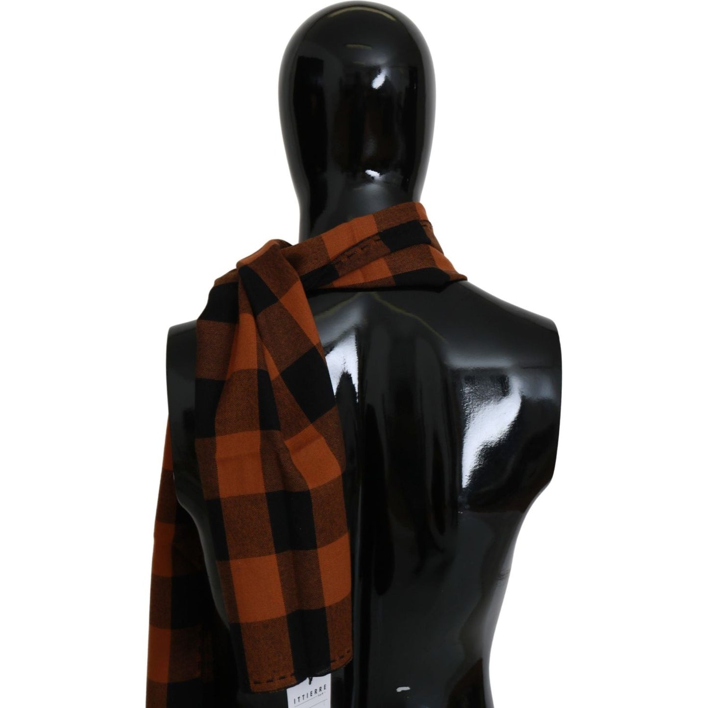 Costume National Orange Check Neck Wrap Shawl Scarf MS1537