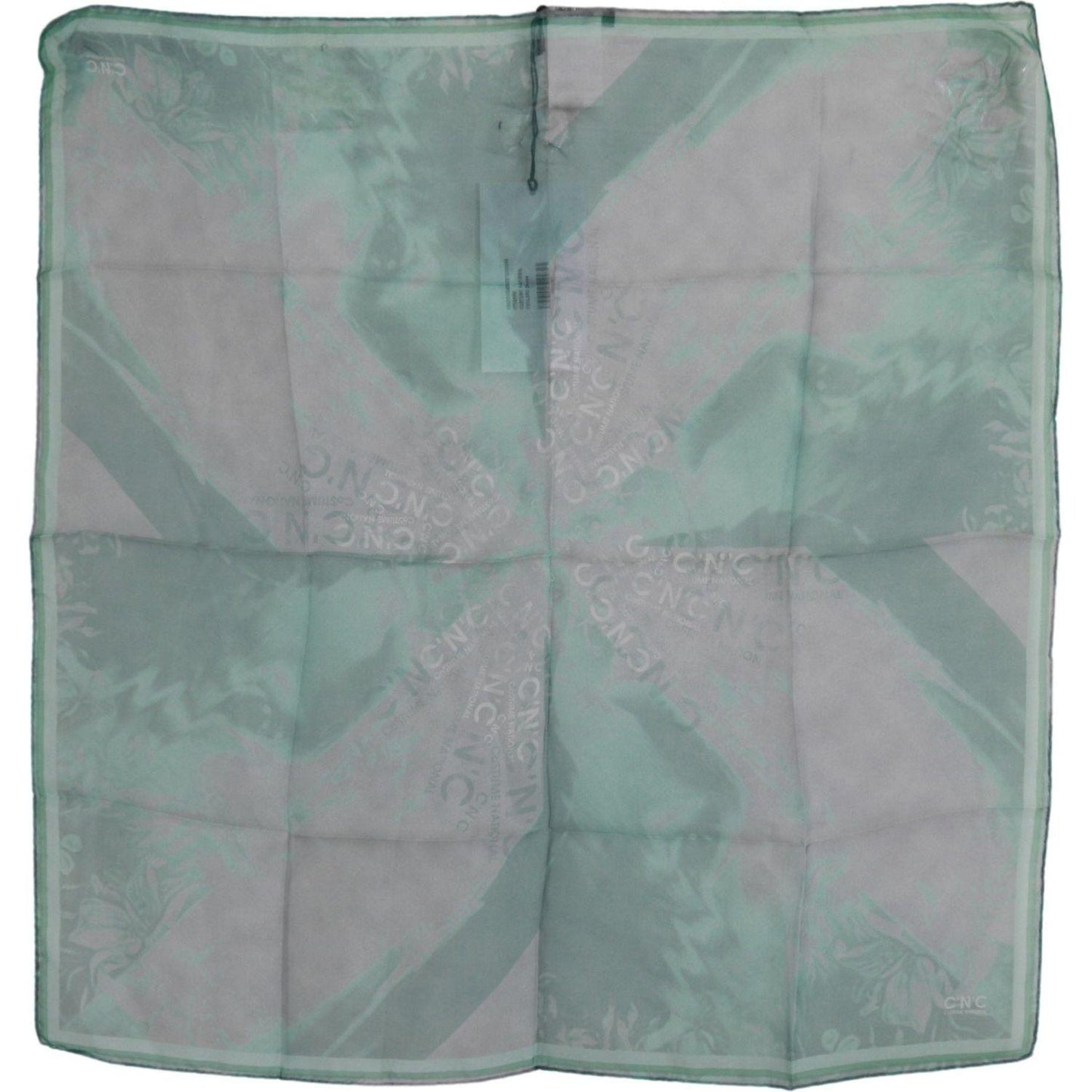 Costume National Green Silk Shawl Foulard Wrap Scarf MS1650