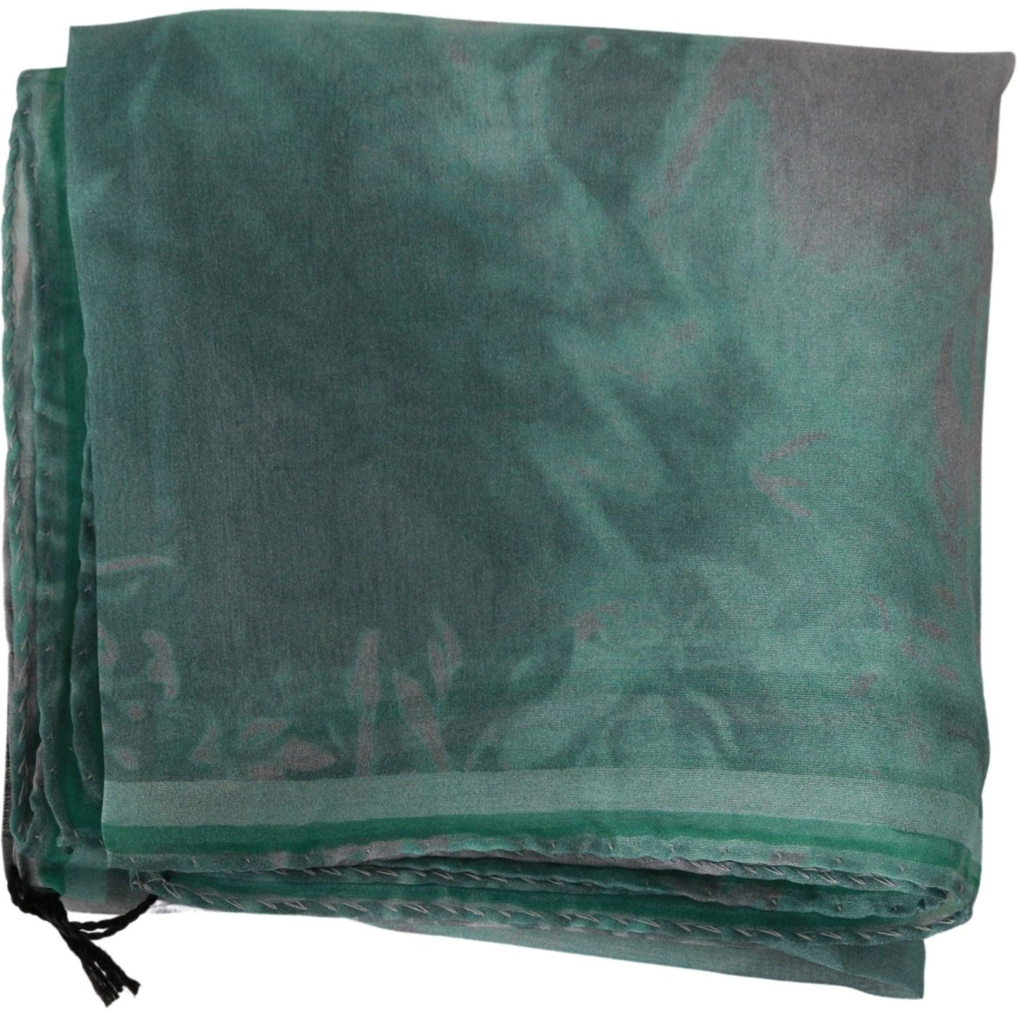 Costume National Green Silk Shawl Foulard Wrap Scarf MS1650