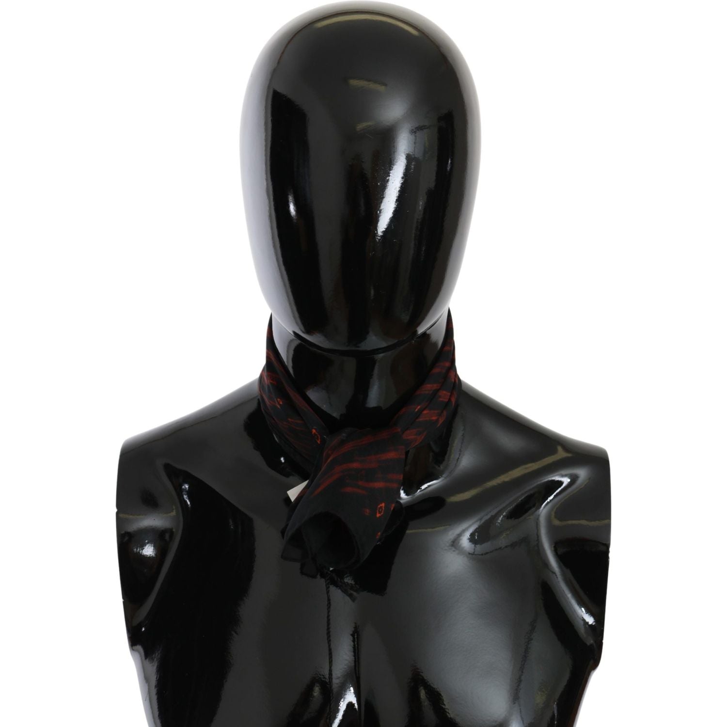 Costume National Black Orange 100% Silk Branded Scarf