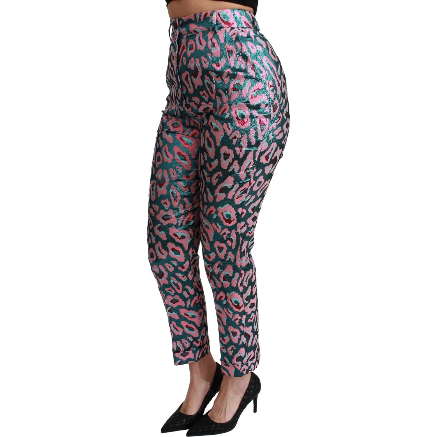 Dolce & Gabbana Multicolor Patterned Cropped High Waist Pants