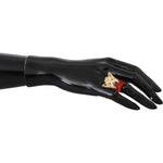 Dolce & Gabbana Gold Brass Resin Beige Dog Pet Branded Accessory Ring SMY100582 -M