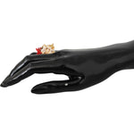 Dolce & Gabbana Gold Brass Resin Beige Dog Pet Branded Accessory Ring SMY100582 -M