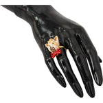 Dolce & Gabbana Gold Brass Resin Beige Dog Pet Branded Accessory Ring SMY100582 -M