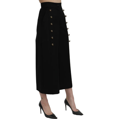 Dolce & Gabbana Black High Waist Wide Leg Cropped Pants