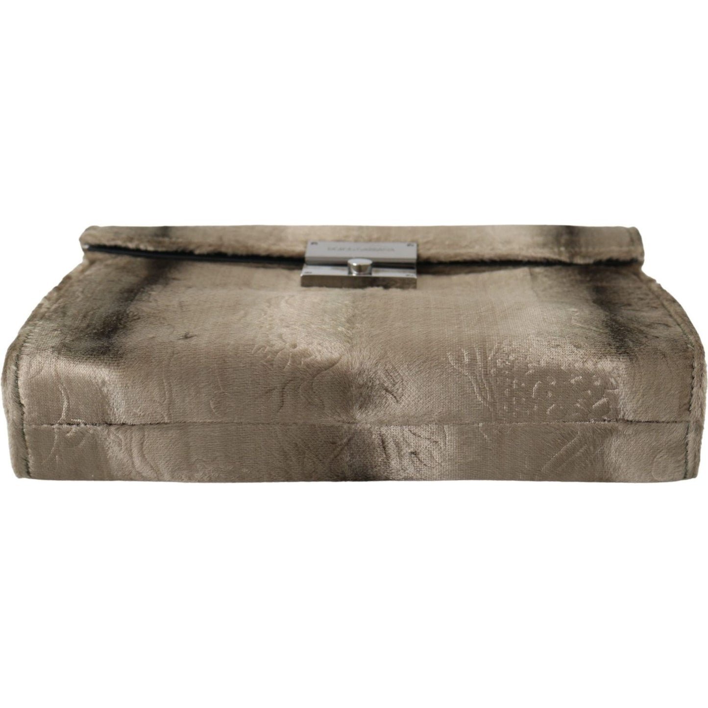 Dolce & Gabbana Beige Velvet Floral Leather Men Document Briefcase