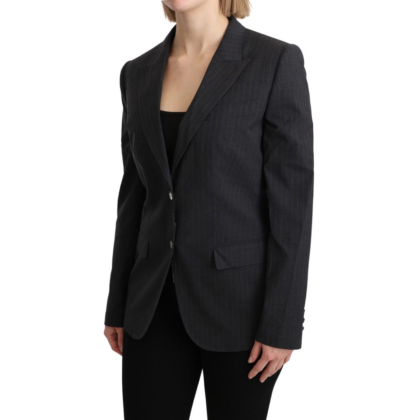 Dolce & Gabbana Gray Single Breasted Blazer Cotton Jacket