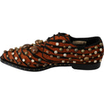 Dolce & Gabbana Orange Pony Hair Crystal Dress Broque Shoes LA7205-40
