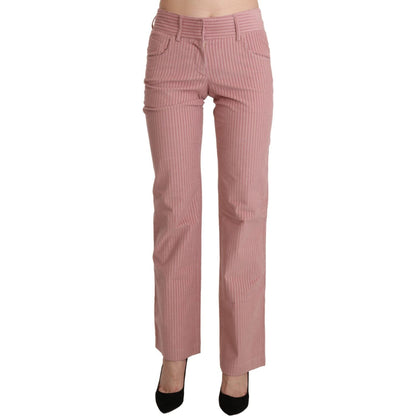 Ermanno Scervino Pink Mid Waist Straight Trouser Cotton Pants
