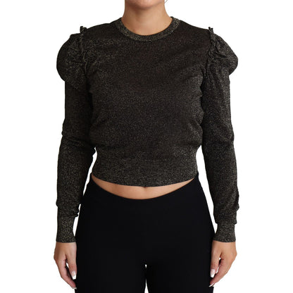 Dolce & Gabbana Black Gold Cropped Women Pullover Sweater
