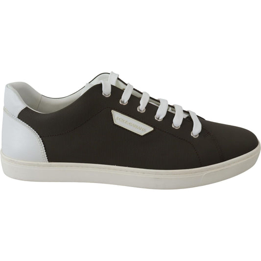 Dolce & Gabbana White Green Leather Low Top Sneakers Shoes MV3784-39.5