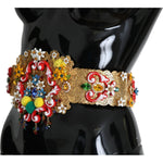 Dolce & Gabbana Embellished Floral Crystal Wide Waist Golden Belt SMY100483-42