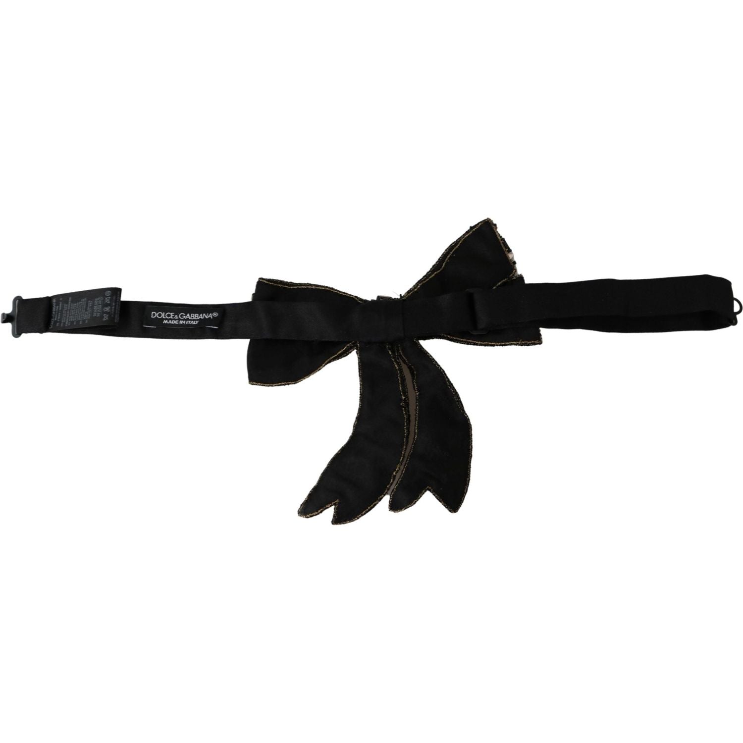 Dolce & Gabbana Gold Tone Silk Rhinestone Embellished Women Bowtie