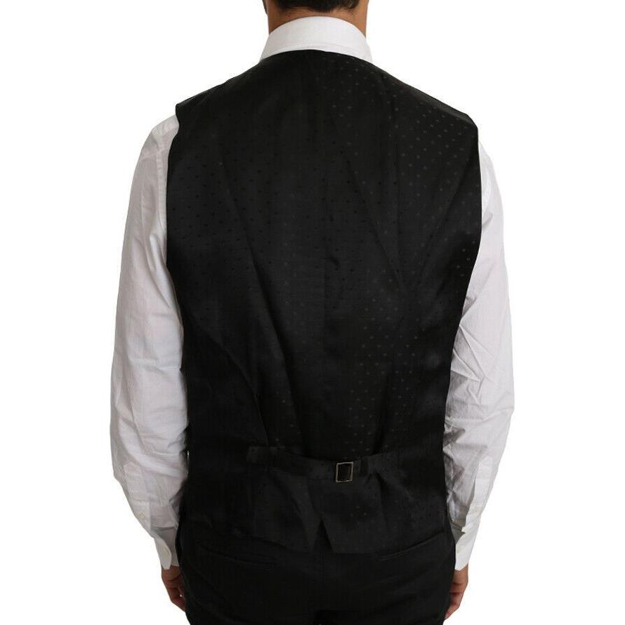 Dolce & Gabbana Black Solid Wool Silk Vest