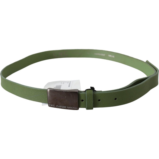 Costume National Green Leather Silver Buckle Waist Men Belt BEL8014-100