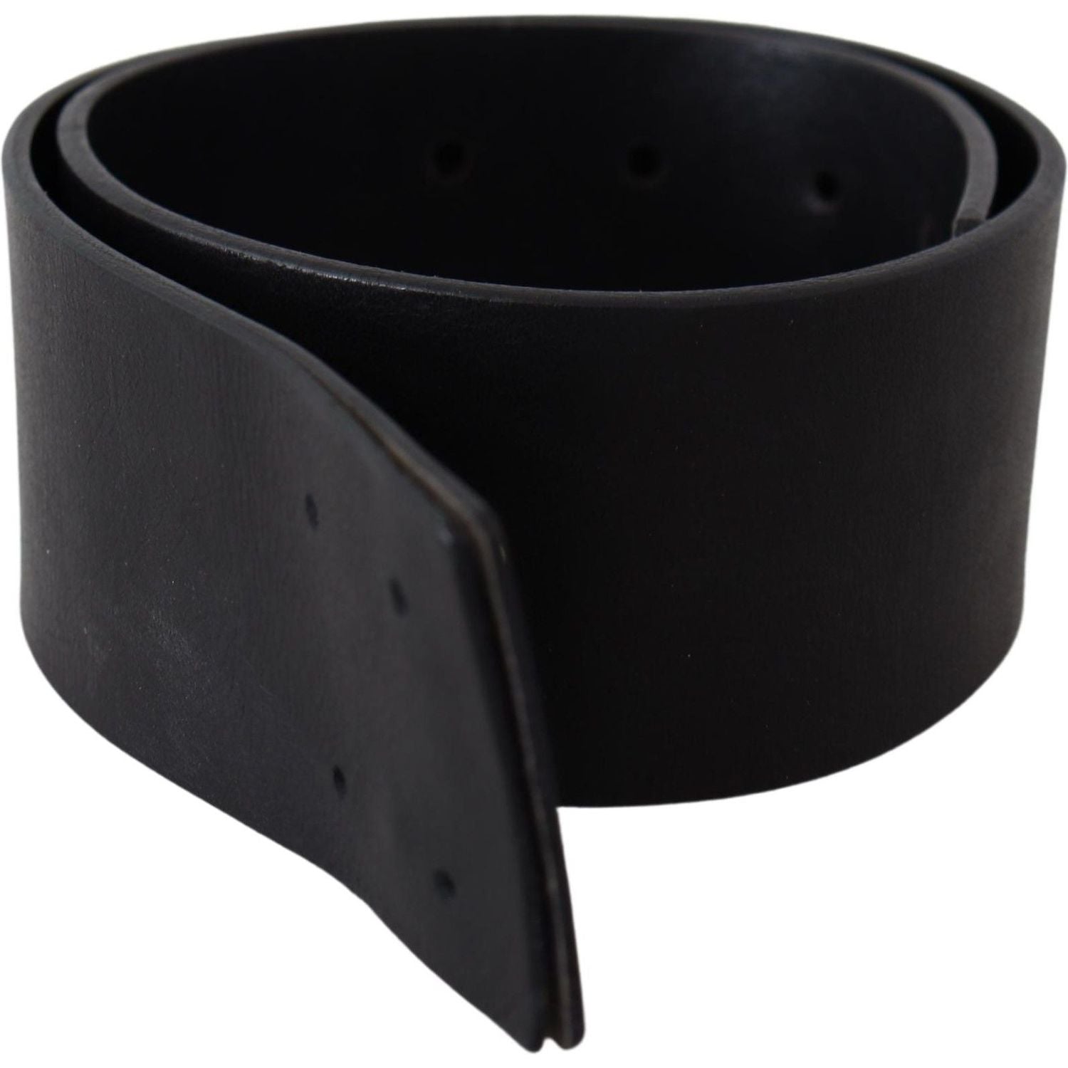GF Ferre Black Genuine Leather Wide Logo Waist Belt