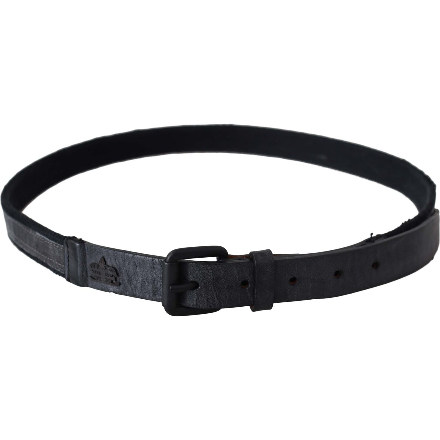 Ermanno Scervino Black Leather Logo Buckle Waist Belt