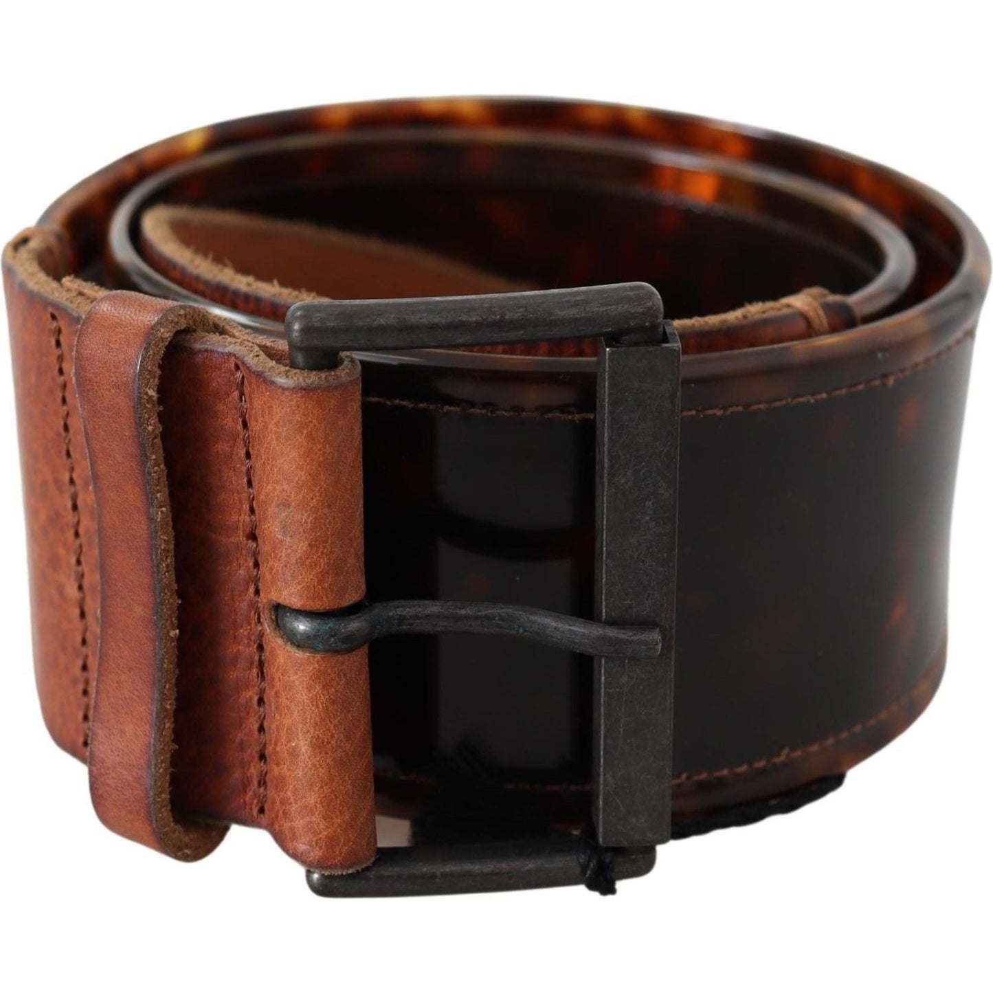Ermanno Scervino Dark Brown Leather Wide Buckle Belt WOMAN BELTS
