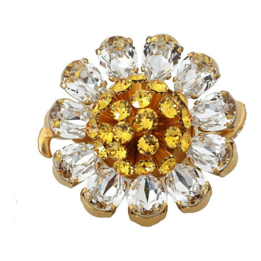 Dolce & Gabbana Gold Brass Yellow Crystal Flower Ring SMYK409-54