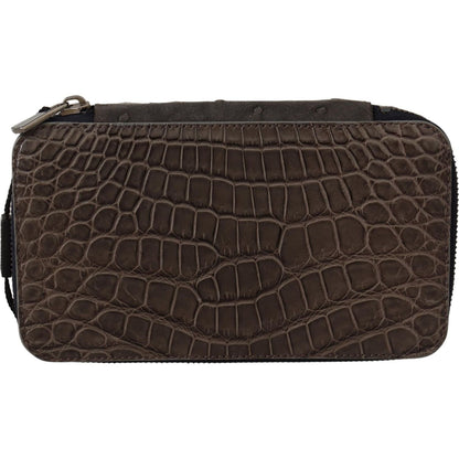 Dolce & Gabbana Gray Skin Leather Vanity Case Toiletry Shaving Bag