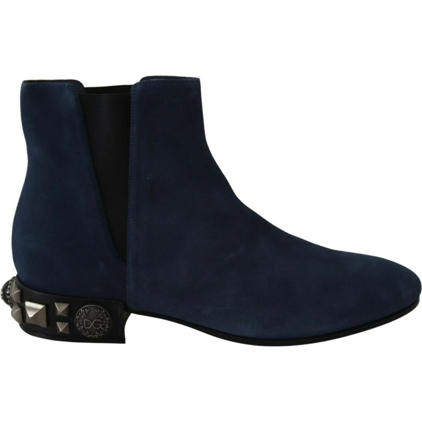 Dolce & Gabbana Blue Suede Embellished Studded Boots Shoes LA8765-38.5
