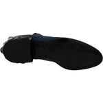 Dolce & Gabbana Blue Suede Embellished Studded Boots Shoes LA8765-38.5