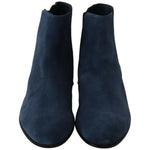 Dolce & Gabbana Blue Suede Embellished Studded Boots Shoes LA8765-38.5