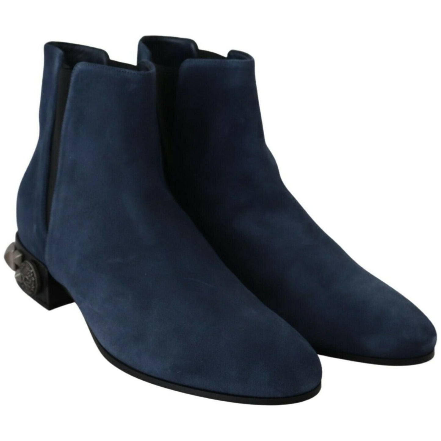 Dolce & Gabbana Blue Suede Embellished Studded Boots Shoes LA8765-38.5