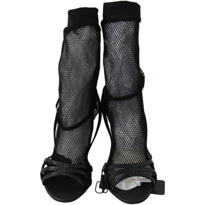 Dolce & Gabbana Black Suede Short Boots Sandals Shoes WOMAN SANDALS