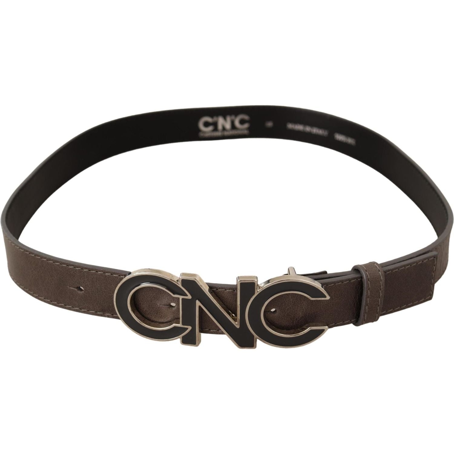 Costume National Brown Letter Logo Buckle Belt