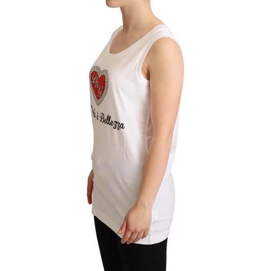 Dolce & Gabbana White La Moda Crystal Tank Top T-shirt TSH6312-36