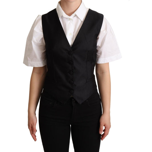 Dolce & Gabbana Black Silk Sleeveless Waistcoat Vest