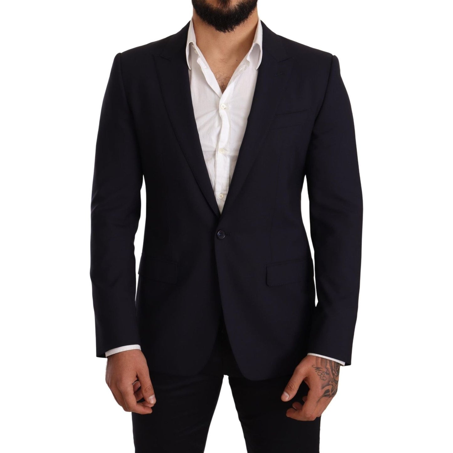 Dolce & Gabbana Navy Blue Wool Slim Fit MARTINI Blazer