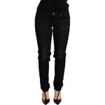 Acht Chic Black Low Waist Skinny Denim MAN TROUSERS Acht Black