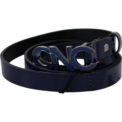 Costume National Blue Leather Logo Skinny Fashion Belt MAN BELTS