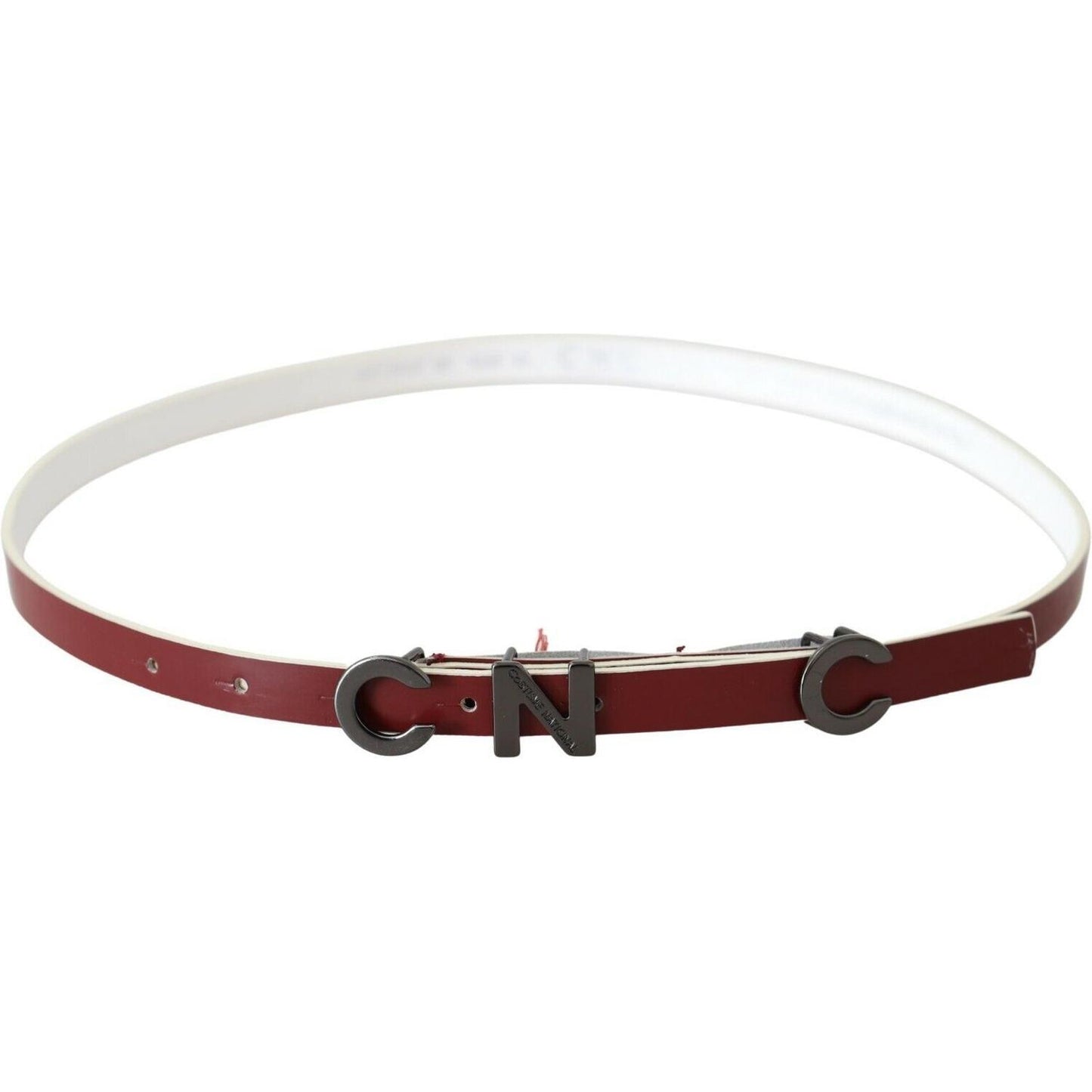 Costume National Maroon Leather Logo Skinny Fashion WOMAN BELTS