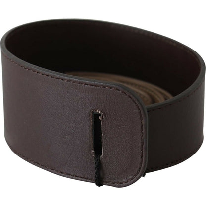 GF Ferre Brown Genuine Leather Logo Wide Waist Belt WOMAN BELTS