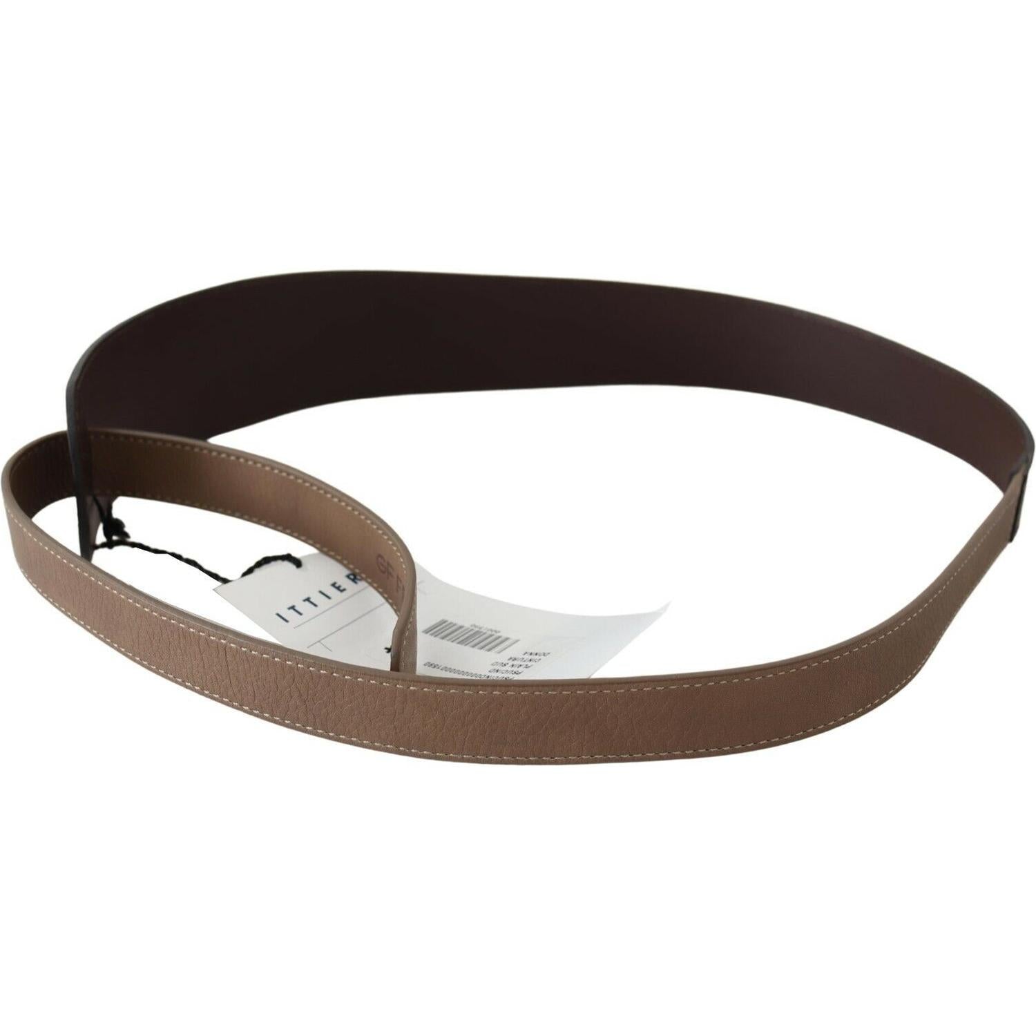 GF Ferre Brown Genuine Leather Logo Wide Waist Belt