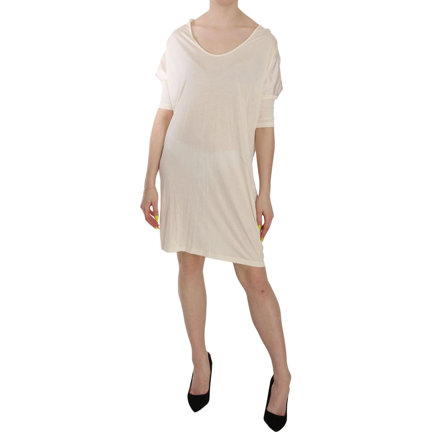 Costume National Cream Round Neck Knee Length Dress