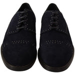 Dolce & Gabbana Elegant Suede Derby Shoes with Silver Studs Dress Shoes Dolce & Gabbana Black