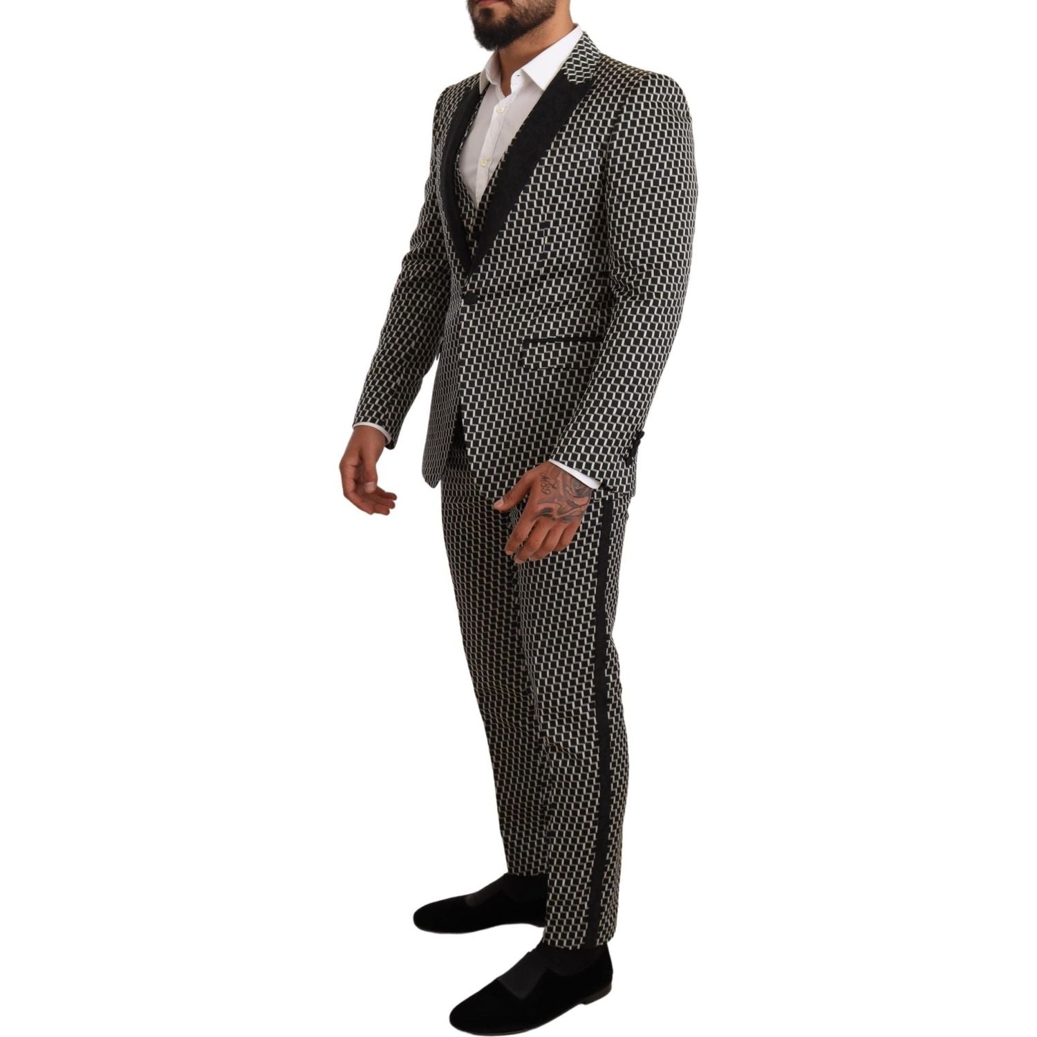 Dolce & Gabbana Black White Check 3 Piece Set MARTINI Suit
