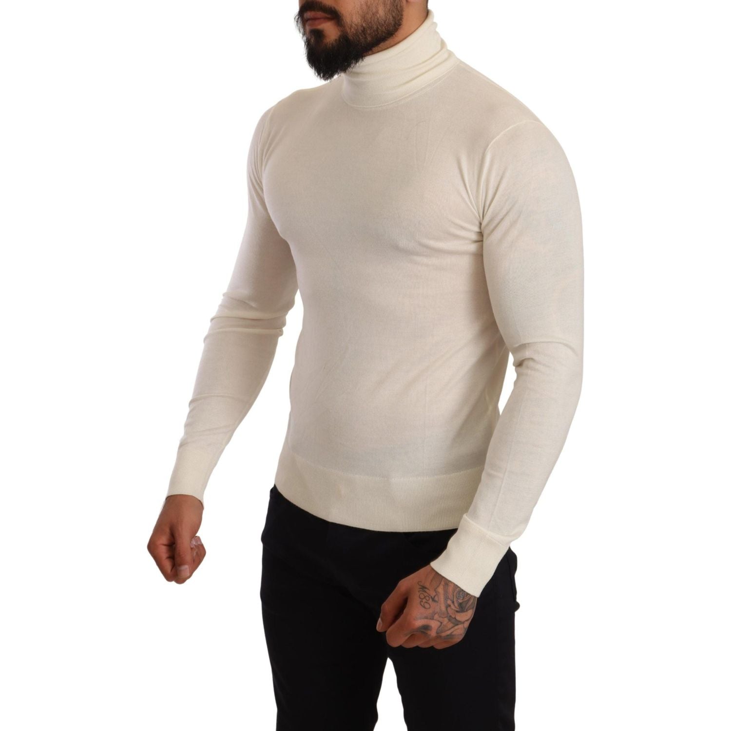 Dolce & Gabbana Cream Cashmere Turtleneck Pullover Sweater