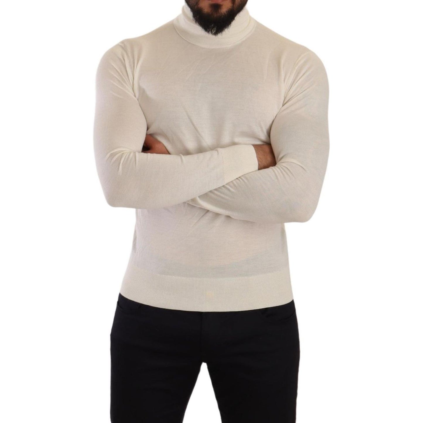 Dolce & Gabbana Cream Cashmere Turtleneck Pullover Sweater