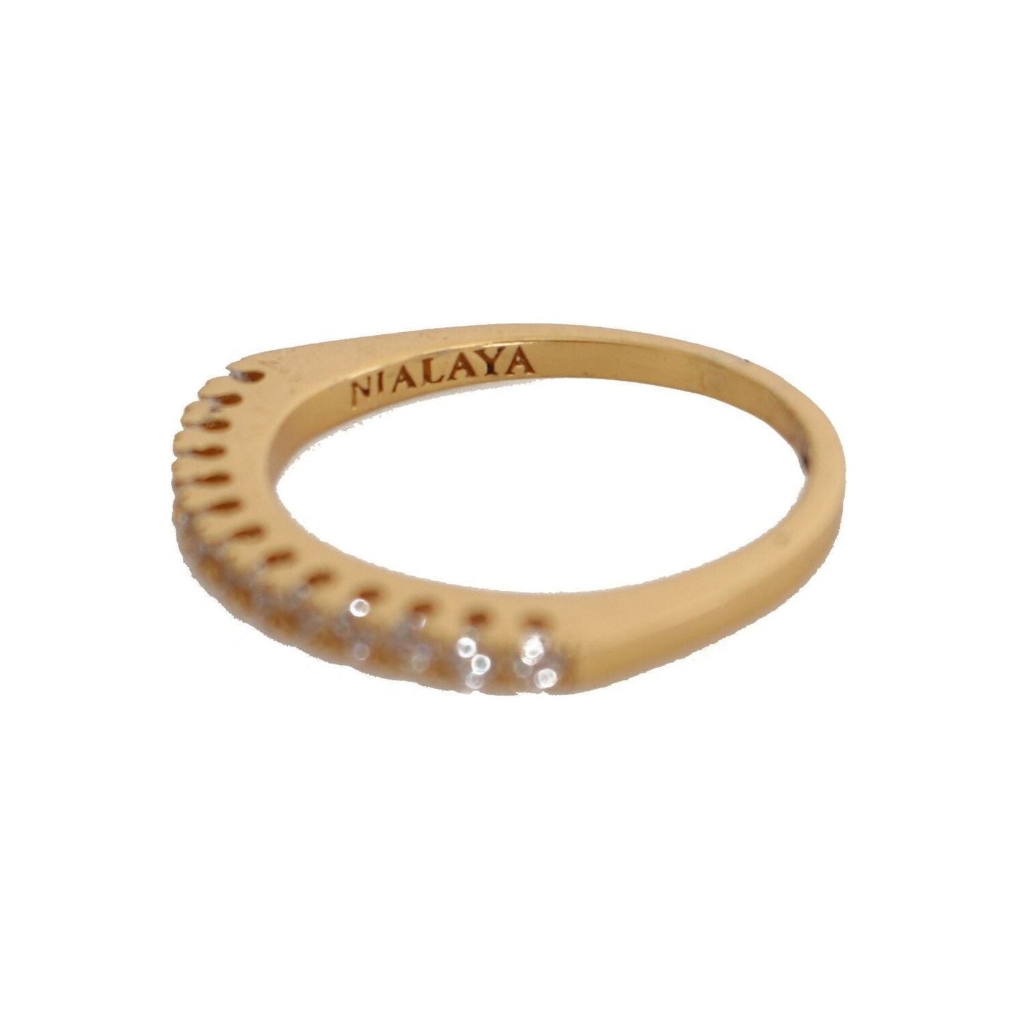 Nialaya Gold Authentic Womens Clear CZ Gold 925 Silver Ring Ring