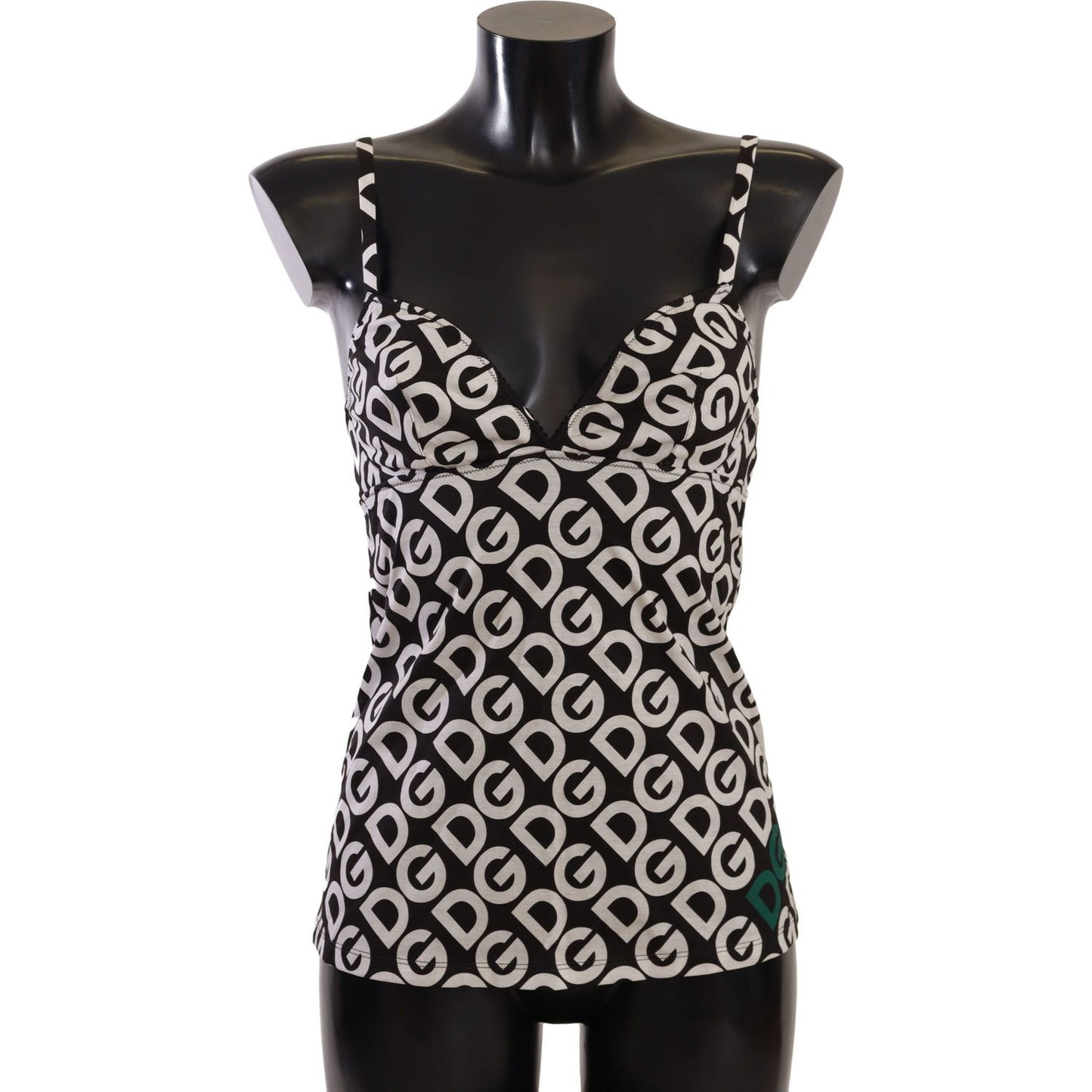 Dolce & Gabbana Black White Logo Print Camisole Top Underwear WOMAN SWIMWEAR