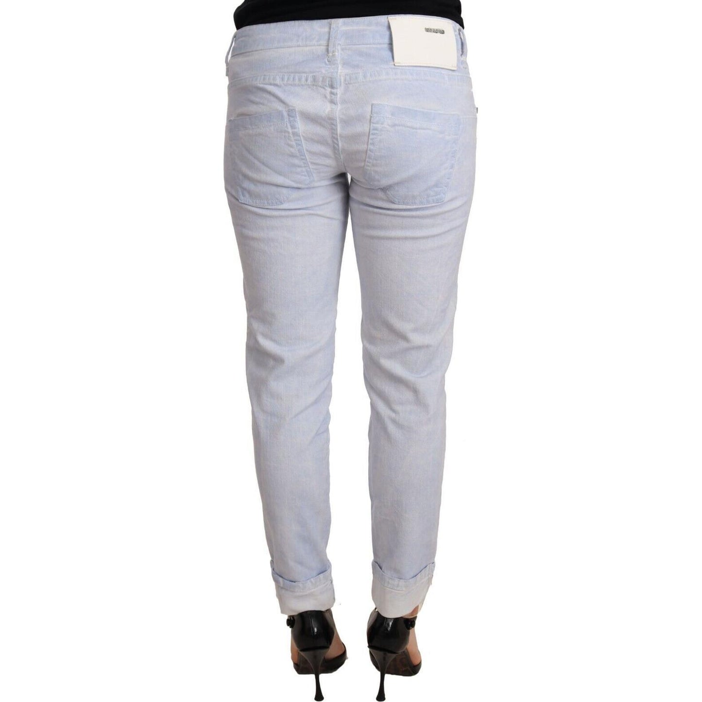 Acht Light Blue Cotton Folded Hem Denim Skinny Women Trouser Jeans PAN71198-26