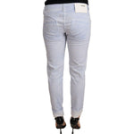 Acht Light Blue Cotton Folded Hem Denim Skinny Women Trouser Jeans PAN71198-26