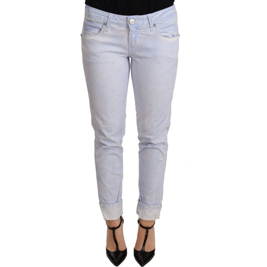 Acht Light Blue Cotton Folded Hem Denim Skinny Women Trouser Jeans PAN71198-26