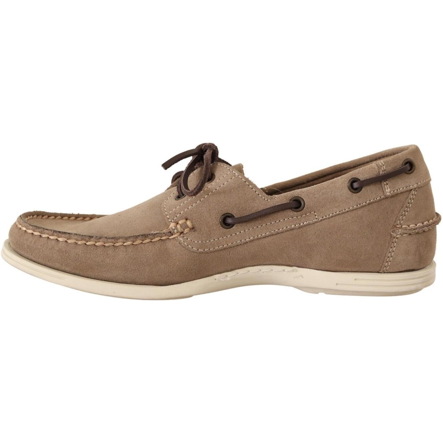 Pollini Beige Suede Low Top Mocassin Loafers Casual Men Shoes