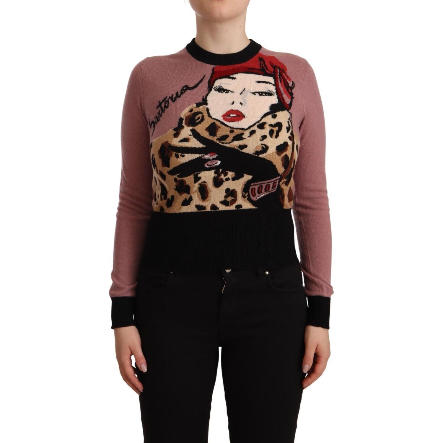 Dolce & Gabbana Pink Cashmere Crewneck Sartoria Pullover Sweater